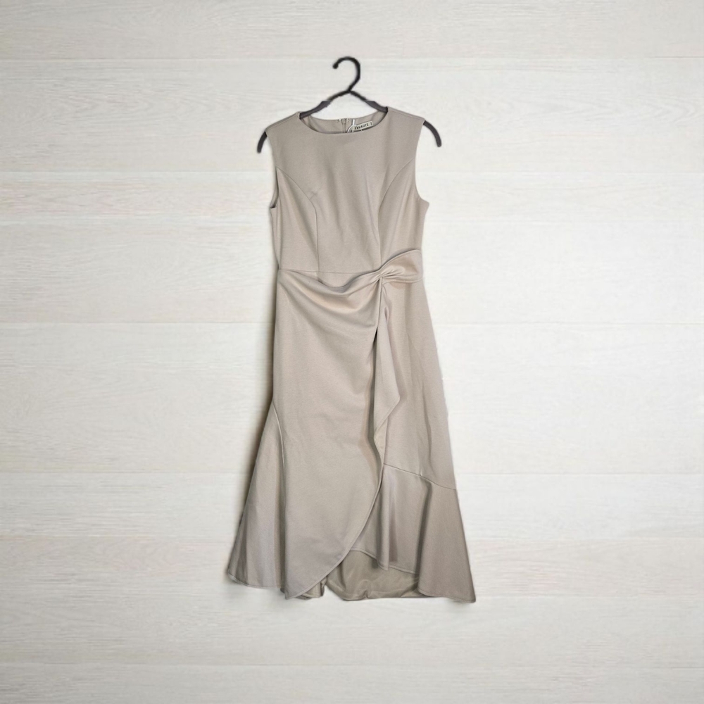 FEHAUTE NWT Size 4 Elegant Cream Sleeveless, Fittes, Flare Bottom Dress - Picture 2 of 13
